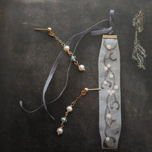 Load image into Gallery viewer, Earrings with 3-4mm clear AB crystal baroque pearls.