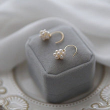 Load image into Gallery viewer, Nickel-free wire-wrapped dangle earrings with 2-3mm baroque white freshwater pearls.