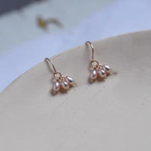 将图片加载到图库查看器,18K Gold Dangle white/Purple/Peach AAA Oval 4mm Small Freshwater Pearls Earrings