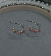 Load image into Gallery viewer, Gold Steel Wire Wrapped Gold Brazil 3-4MM Gemstone Genuine Natural Pink or Black Tourmaline AAA Faceted Beads Earrings