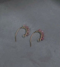 Load image into Gallery viewer, Gold Steel Wire Wrapped Gold Brazil 3-4MM Gemstone Genuine Natural Pink or Black Tourmaline AAA Faceted Beads Earrings