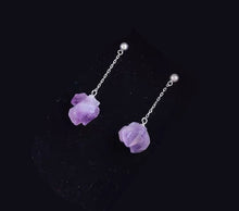 Load image into Gallery viewer, Dangle/Stud Raw Natural Purple Amethyst Beads Freeform Earrings