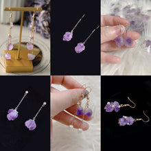 Load image into Gallery viewer, Dangle/Stud Raw Natural Purple Amethyst Beads Freeform Earrings