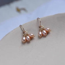 将图片加载到图库查看器,18K Gold Dangle white/Purple/Peach AAA Oval 4mm Small Freshwater Pearls Earrings