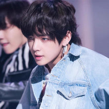 Load image into Gallery viewer, BTS Surgical Steel K-pop Earrings with 2cm Rectangle Charm and Tassel Chain Stud, 4cm in length.