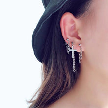 将图片加载到图库查看器,Korean KPOP Stainless Steel Punk Chain Earrings SET lot BTS Inspired Stud Charm Value Pack