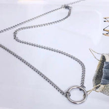 将图片加载到图库查看器,Surgical stainless steel BTS-style necklace with a 10mm circle ring and 2x3mm curb chain, adjustable from 16 to 18 inches, perfect for BTS fans and fashion-forward individuals.