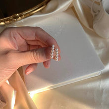 Load image into Gallery viewer, 18K gold-plated earrings with 4mm button pearls wire wrapped. Hook style for easy wear, adding sophistication to any outfit.