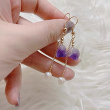 Load image into Gallery viewer, Dangle/Stud Raw Natural Purple Amethyst Beads Freeform Earrings