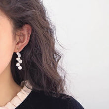 Load image into Gallery viewer, Korean Style 18K Gold Plated /Surgical Steel Natural Keshi 6-8mm Baroque Pearls Flat Side Flora Earrings Bridal and Bridesmaid Gifts