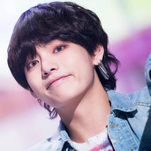 Load image into Gallery viewer, BTS Surgical Steel K-pop Earrings with 2cm Rectangle Charm and Tassel Chain Stud, 4cm in length.