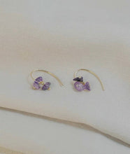 将图片加载到图库查看器,18K Gold Plated Dangle Steel Earrings with Random Freeform Amethyst Chips, 3-7mm, Bohemian Style