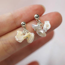 Load image into Gallery viewer, Korean Steel Gold/Silver Stud Keshi Baroque Coin Pearls Flat Side 6mm-8mm Flower Style Earrings