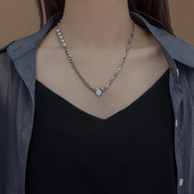 Load image into Gallery viewer, Korean Style Kpop Gothic Stainless Steel Four Pointed Star Crystal Pearls 8mm Multiple Style Chain Link Punk Necklace Unisex