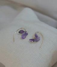 将图片加载到图库查看器,18K Gold Plated Dangle Steel Earrings with Random Freeform Amethyst Chips, 3-7mm, Bohemian Style