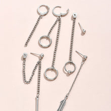 将图片加载到图库查看器,Korean KPOP Stainless Steel Punk Chain Earrings SET lot BTS Inspired Stud Charm Value Pack