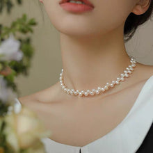 Load image into Gallery viewer, 925 Silver Necklace with Genuine White Keshi Freshwater Pearls, Adjustable 17-19 Inches, Elegant Jewelry
