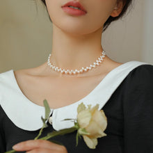 Load image into Gallery viewer, 925 Silver Necklace with Genuine White Keshi Freshwater Pearls, Adjustable 17-19 Inches, Elegant Jewelry