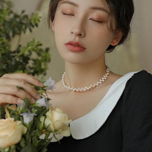 Load image into Gallery viewer, 925 Silver Necklace with Genuine White Keshi Freshwater Pearls, Adjustable 17-19 Inches, Elegant Jewelry