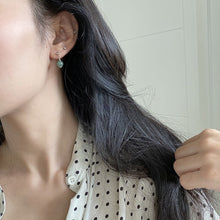 将图片加载到图库查看器,S925/Surgical Steel Filigree Flower 8mm Green Jade Dangle/Stud Earrings