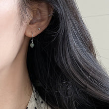 将图片加载到图库查看器,S925/Surgical Steel Filigree Flower 8mm Green Jade Dangle/Stud Earrings