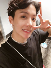 Load image into Gallery viewer, Hoop/stud Korean Kpop style chain double piercing earrings with star charms, 5-6cm long, made from BTS stainless steel in a punk style, available as 1 piece or 1 pair.