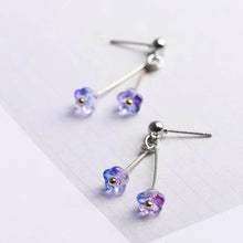 将图片加载到图库查看器,Gold/ Silver Steel Korean Elegant Purple 6X4mm Bell Flower Austrian Crystal Small Studs/ Threader Earrings 12cm