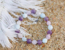 Load image into Gallery viewer, Star Cut Faceted Natural Aquamarine Amethyst Rose Quartz Elastic 7-8mm Stretch String Bracelet