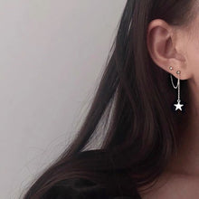 Load image into Gallery viewer, 1 Pair/2PC Double Piercing Steel Korean 2cm Bar/ 18mm Cross/10mm Star/2cm Spike Charm Earrings 5-6cm