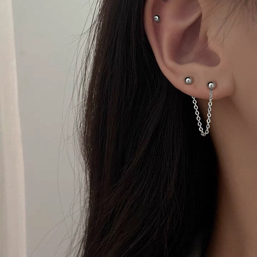 Piercing Chain Double Ear Piercing Styles Korean Double Piercing
