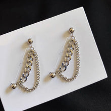 Load image into Gallery viewer, Double piercing 4.8mm chunky Cuban chain stud earrings made of surgical stainless steel, with a gothic punk Kpop style, available as 1 piece or 1 pair.