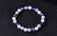 Load image into Gallery viewer, Star Cut Faceted Natural Aquamarine Amethyst Rose Quartz Elastic 7-8mm Stretch String Bracelet