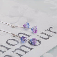 将图片加载到图库查看器,Gold/ Silver Steel Korean Elegant Purple 6X4mm Bell Flower Austrian Crystal Small Studs/ Threader Earrings 12cm