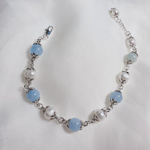 Load image into Gallery viewer, S925 Dark Green Jade/Aquamarine/Amethyst/ Rose Quartz 8mm With Freshwater Pearls 6mm Bracelet 6/7/8 +~0.5Inches