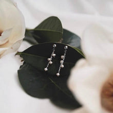 Load image into Gallery viewer, 18K gold plated or surgical steel earrings with a 16mm natural mother of pearl butterfly design and AAA 4mm pearls, perfect for a wedding gift or special occasion.