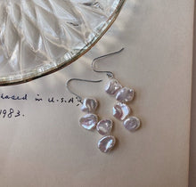 Load image into Gallery viewer, Gold/Silver Top Drilled Natural Keshi Baroque Pearls Flat Side 8mm Nickel Free Steel Bar Dangle Earrings