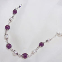 Load image into Gallery viewer, S925 Dark Green Jade/Aquamarine/Amethyst/ Rose Quartz 8mm With Freshwater Pearls 6mm Bracelet 6/7/8 +~0.5Inches