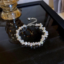 Load image into Gallery viewer, 925 Silver Necklace with Genuine White Keshi Freshwater Pearls, Adjustable 17-19 Inches, Elegant Jewelry