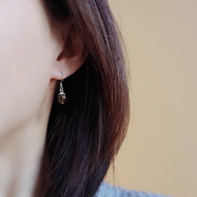 将图片加载到图库查看器,925 Silver Dangle Earrings with 8mm Natural Smoky Quartz Crystal Beads and Flower Bead Caps, Elegant Jewelry