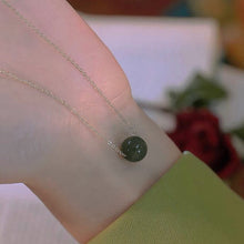 Load image into Gallery viewer, S925 Burmese Small 8mm Natural Dark Green/White Jade Jadeite Necklace ~15.5-17 inches