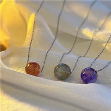 Load image into Gallery viewer, S925 Gemstone 8mm AAA Strawberry Quartz/Obsidian/Labradorite/Amethyst Necklace ~16-17 inches