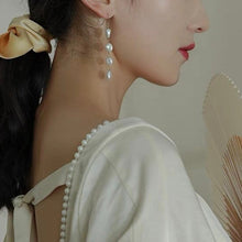 Load image into Gallery viewer, 18K Gold Plated 10mm Natural Keshi Pearls Dangle Earrings Bridal and Bridesmaid Gifts