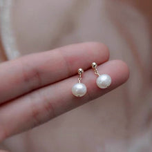将图片加载到图库查看器,Image of 18K Gold Plated Small Button Freshwater Pearl Earrings with 4-5mm pearls, perfect for adding elegance to any outfit.