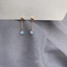 Load image into Gallery viewer, Gold Plated/Silver 5mm Mini Natural Labradorite Stud Steel Earrings 3cm Minimalist