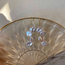 Load image into Gallery viewer, Gold/Silver Top Drilled Natural Keshi Baroque Pearls Flat Side 8mm Nickel Free Steel Bar Dangle Earrings