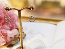 将图片加载到图库查看器,18K gold plated or silver circle earrings with 3-4mm tiny natural lavender amethyst beads, ideal for adding a touch of minimalist elegance and subtle sophistication to any outfit.