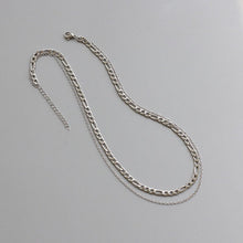 Load image into Gallery viewer, Minimalist BTS Kpop Style Double Chain Figaro and Cable Chain Solid Surgical Stainless Steel Necklace 16/18/20 Inches
