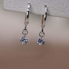 Load image into Gallery viewer, 18K gold plated or steel hoop lever back earrings with 5mm mini cubic zirconia stones, perfect for adding a touch of brilliance and elegance to any outfit.