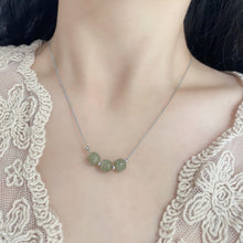 이미지를 갤러리 뷰어에 로드 , 단일 구슬/트리플 구슬 녹색 정통 미처리 연옥 옥 Hetian Jade 10x9mm 목걸이 16-18 인치 봄 반지