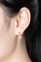 Load image into Gallery viewer, 18K gold plated or surgical steel earrings with 8mm clear AB love heart rainbow glass colored glaze lampwork beads, perfect for adding a touch of whimsy and charm to any outfit.